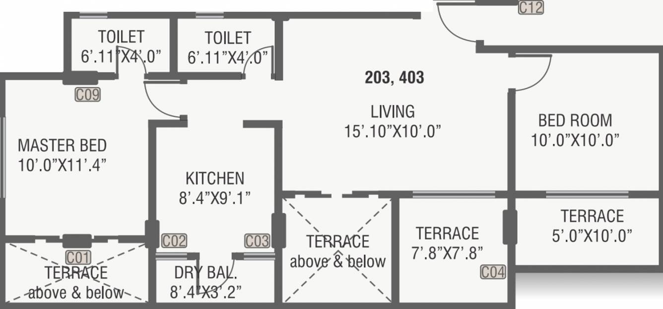 Yashoda Serenia (2BHK+2T (934 sq ft) 934 sq ft)