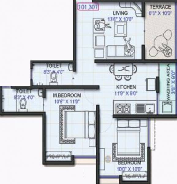 Omkar Serenity (2BHK+2T (868 sq ft) 868 sq ft) Omkar Serenity (2BHK+2T (868 sq ft) 868 sq ft)