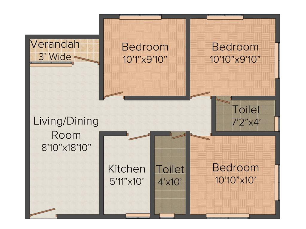 Aspira Aashiyana (3BHK+3T (1,057 sq ft) 1057 sq ft)