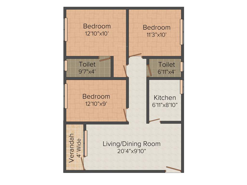 Aspira Aashiyana (3BHK+3T (1,184 sq ft) 1184 sq ft)