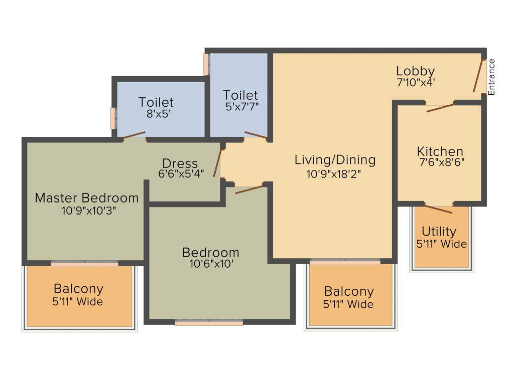 M3M Sierra 68 (2BHK+2T (1,199 sq ft) 1199 sq ft)