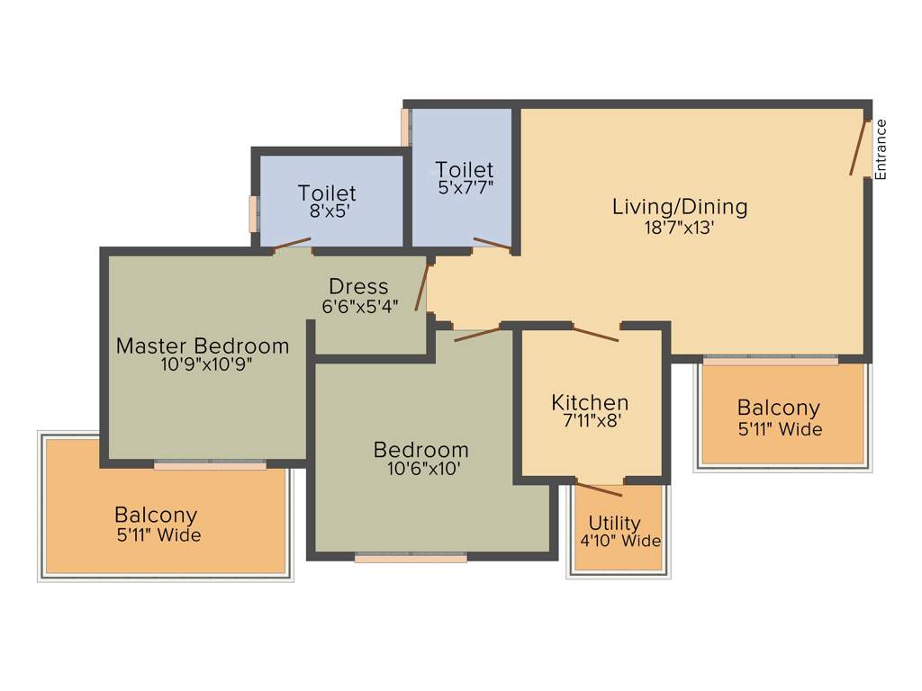 M3M Sierra 68 (2BHK+2T (1,222 sq ft) 1222 sq ft)
