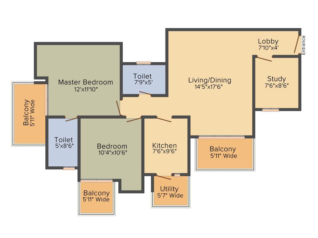 M3M Sierra 68 (2BHK+2T (1,478 sq ft) + Study Room 1478 sq ft)