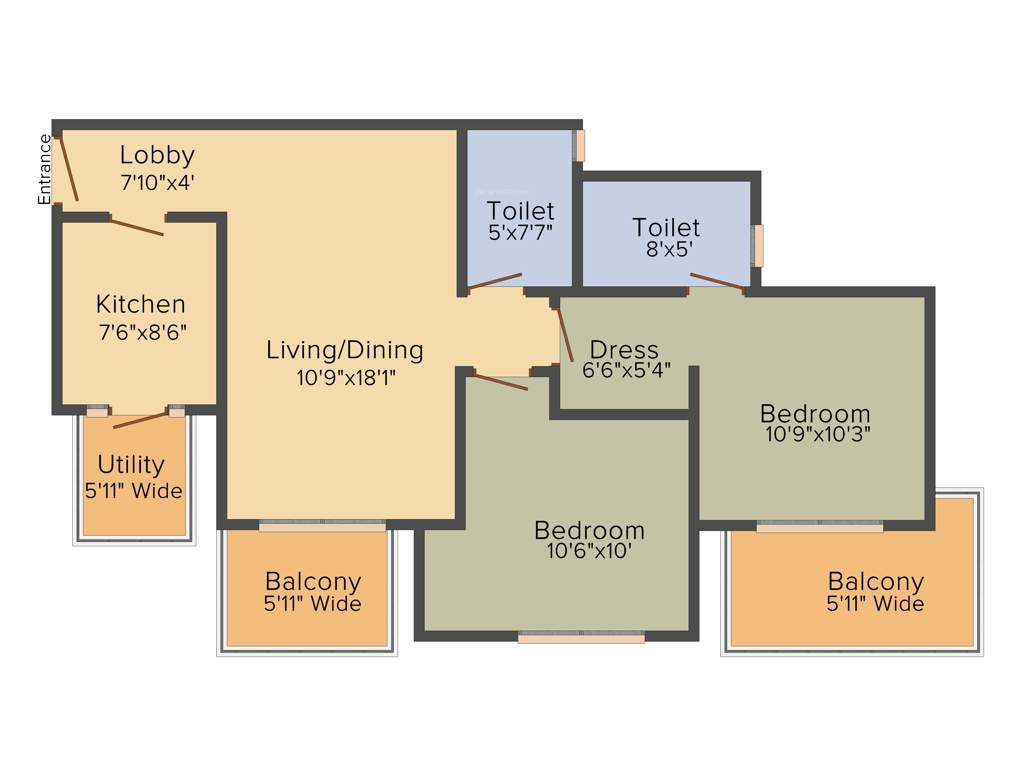 M3M Sierra 68 (2BHK+2T (1,224 sq ft) 1224 sq ft)