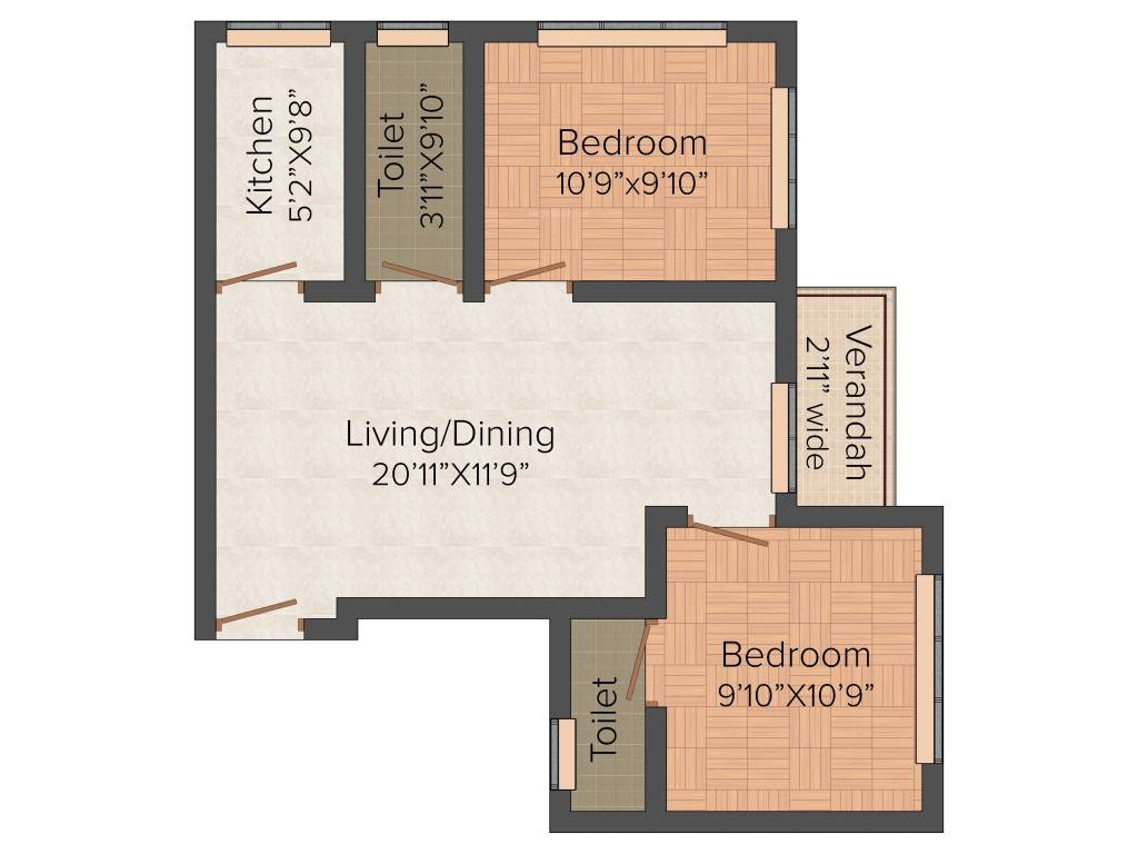 Anushka Binoy Apartment (2BHK+2T (865 sq ft) 865 sq ft)