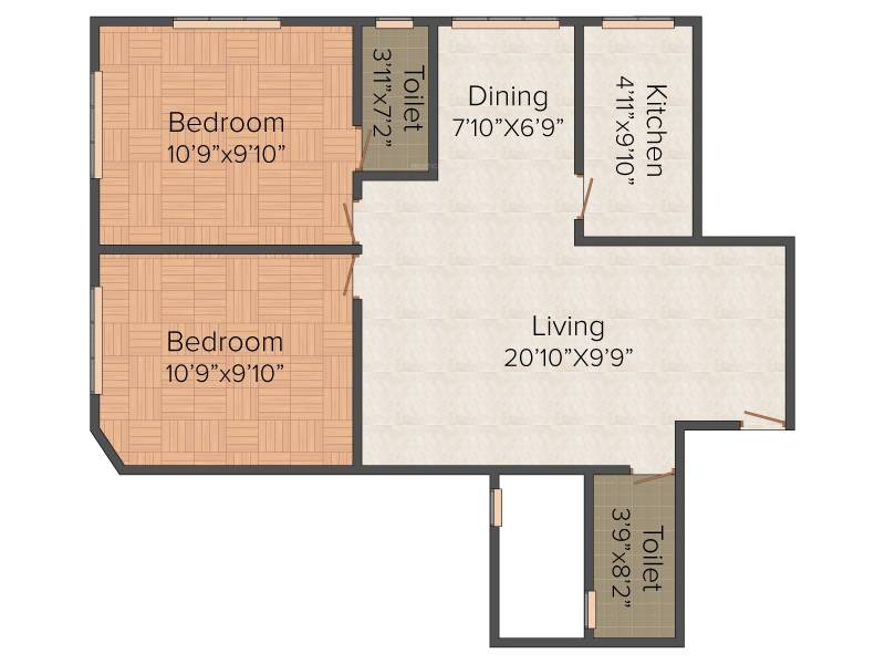 Anushka Binoy Apartment (2BHK+2T (890 sq ft) 890 sq ft)