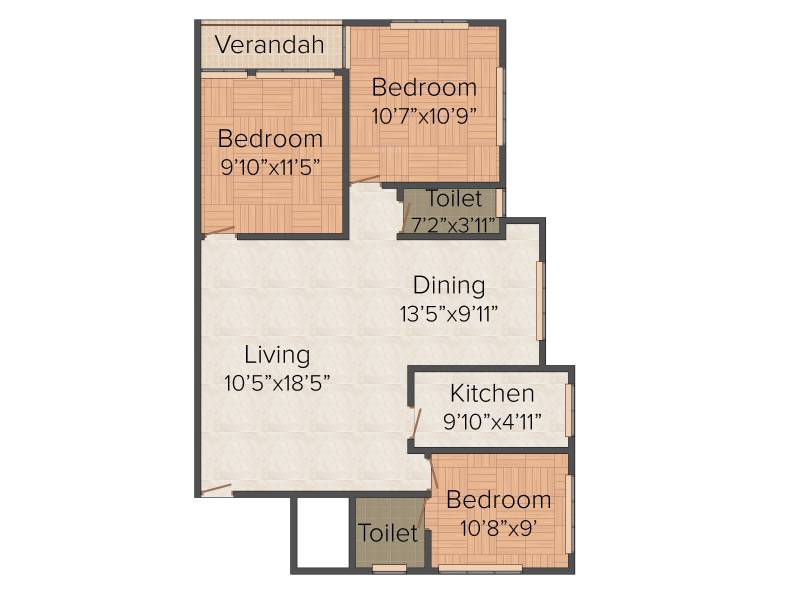 Anushka Binoy Apartment (3BHK+2T (1,260 sq ft) 1260 sq ft)
