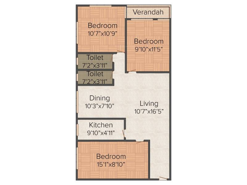 Anushka Binoy Apartment (3BHK+2T (1,190 sq ft) 1190 sq ft)