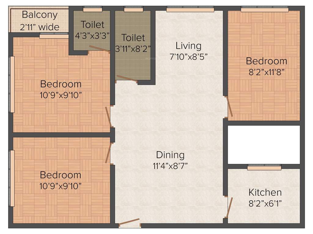 Anushka Binoy Apartment (3BHK+2T (1,255 sq ft) 1255 sq ft)