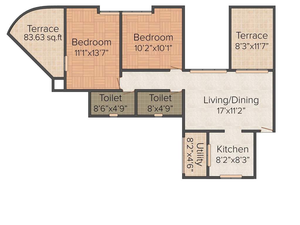 Shubh Aaugusta (2BHK+2T (1,185 sq ft) 1185 sq ft)
