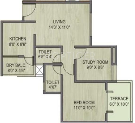 Choice Goodwill 24 (1BHK+2T (800 sq ft)   Study Room 800 sq ft)