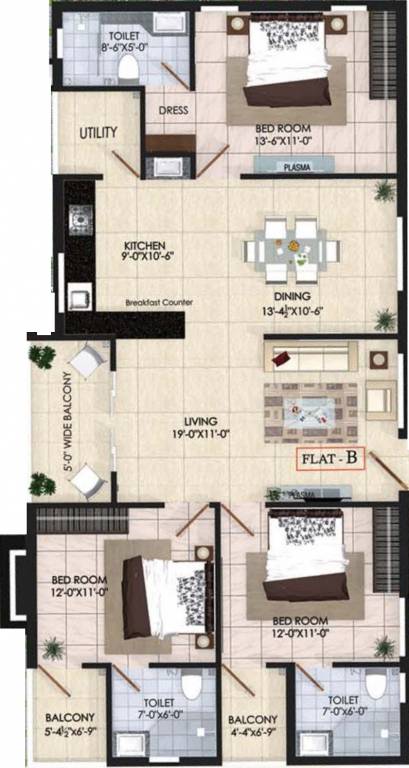 Northstar Veda (3BHK+3T (1,626 sq ft) 1626 sq ft)