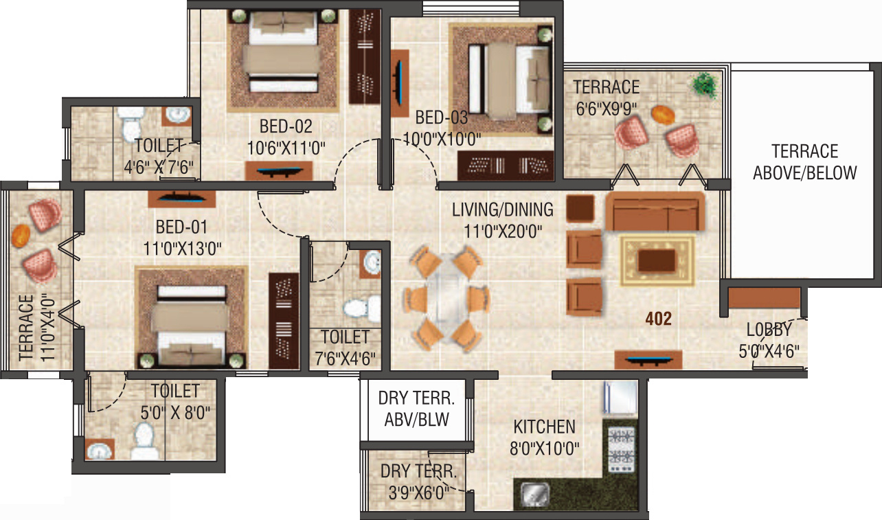 Magnova Manor (3BHK+3T (1,291 sq ft) 1291 sq ft) Magnova Manor (3BHK+3T (1,291 sq ft) 1291 sq ft)