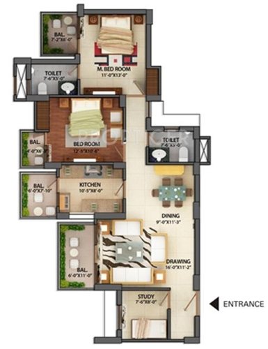 Divine Presidia Heights (2BHK+2T (1,497 sq ft) 1497 sq ft)