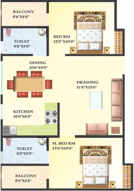 Surya Digha Compound (2BHK+2T (1,040 sq ft) 1040 sq ft)