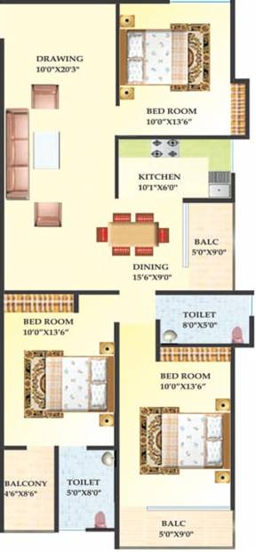 Surya Digha Compound (3BHK+2T (1,445 sq ft) 1445 sq ft)