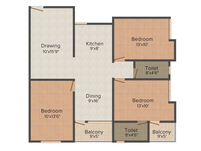 Surya Digha Compound (3BHK+2T (1,320 sq ft) 1320 sq ft)