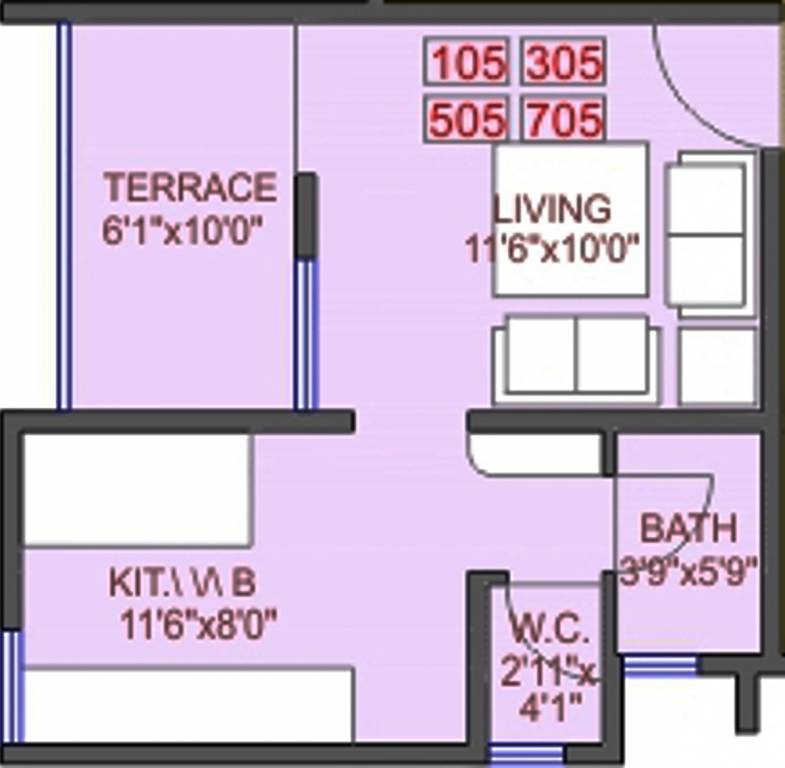 Shreyas Happy Homes (1RK+1T (433 sq ft) 433 sq ft)
