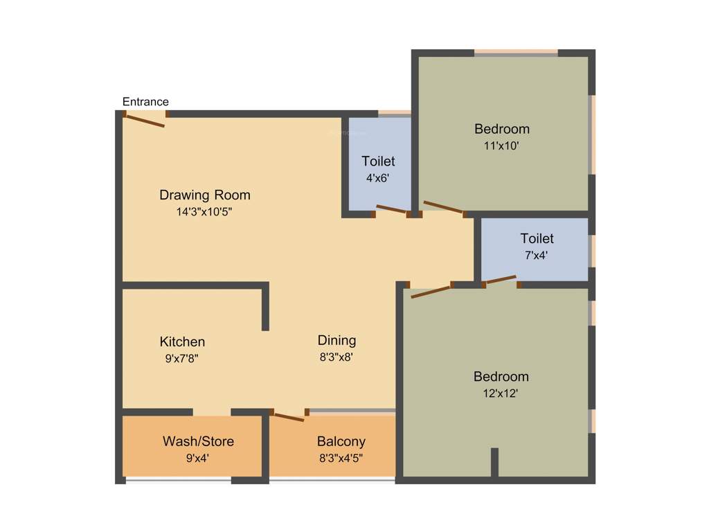 Excel Zahra Residency (2BHK+2T (1,179 sq ft) 1179 sq ft)