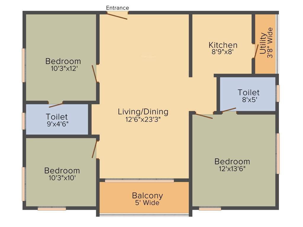 Anuhar Meda Heights (3BHK+2T (1,340 sq ft) 1340 sq ft)