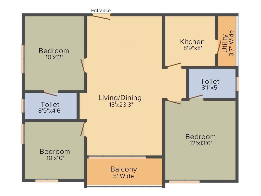 Anuhar Meda Heights (3BHK+2T (1,350 sq ft) 1350 sq ft)