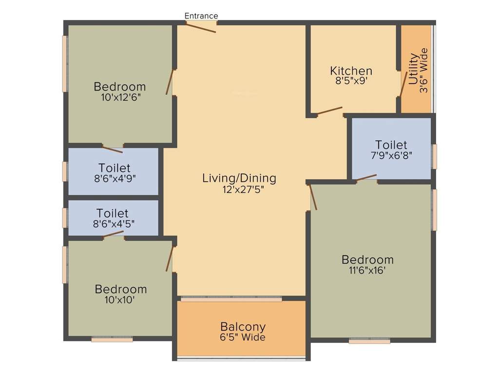 Anuhar Meda Heights (3BHK+3T (1,530 sq ft) 1530 sq ft)