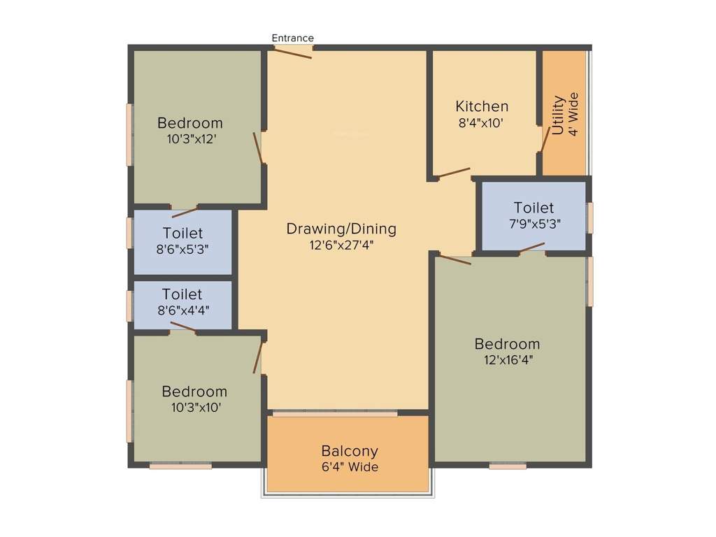 Anuhar Meda Heights (3BHK+3T (1,575 sq ft) 1575 sq ft)