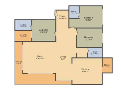 Evantha Pine Crest (3BHK+3T (1,860 sq ft) 1860 sq ft)