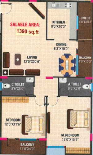VSM Gangotri Parshaa Krupa (2BHK+2T (1,390 sq ft) 1390 sq ft)