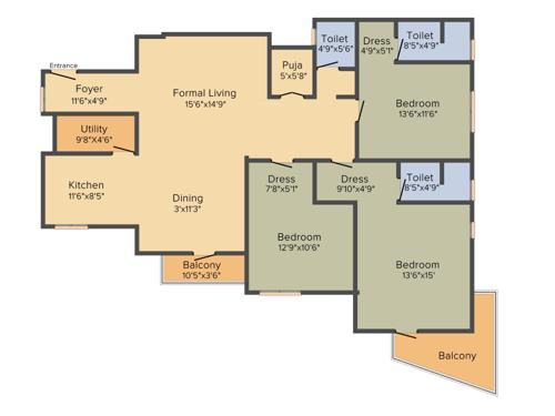VSM Gangotri Granduer (3BHK+3T (2,090 sq ft) + Pooja Room 2090 sq ft) VSM Gangotri Granduer (3BHK+3T (2,090 sq ft) + Pooja Room 2090 sq ft)