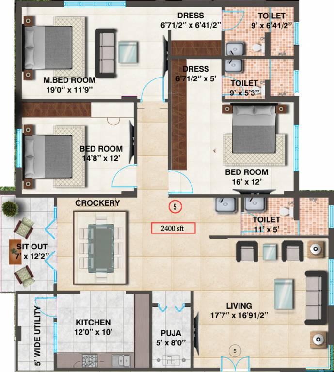 Aarohan Tancica (3BHK+3T (2,400 sq ft) + Pooja Room 2400 sq ft) Aarohan Tancica (3BHK+3T (2,400 sq ft) + Pooja Room 2400 sq ft)