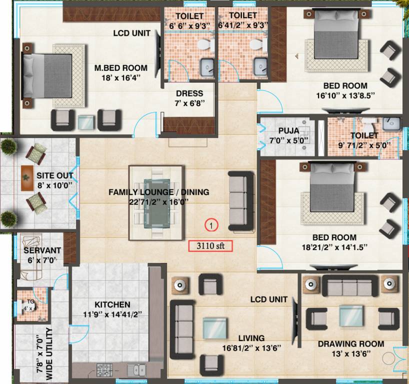 Aarohan Tancica (3BHK+3T (3,110 sq ft) + Servant Room 3110 sq ft) Aarohan Tancica (3BHK+3T (3,110 sq ft) + Servant Room 3110 sq ft)