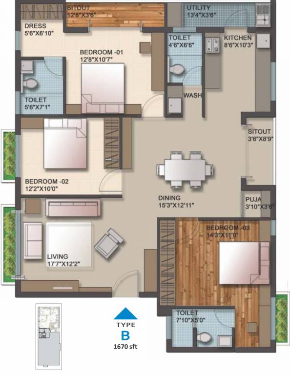 Evantha Developers Tulsi (3BHK+3T (1,670 sq ft) + Pooja Room 1670 sq ft) Evantha Developers Tulsi (3BHK+3T (1,670 sq ft) + Pooja Room 1670 sq ft)