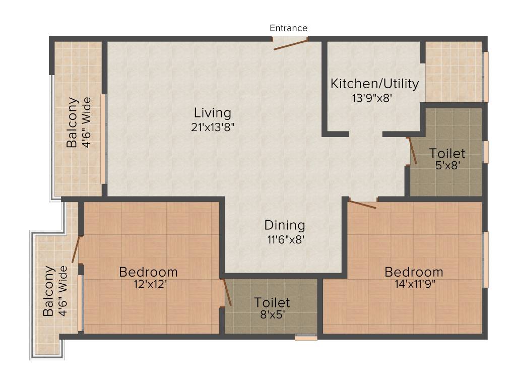 Sumukha Maple Grove (2BHK+2T (1,280 sq ft) 1280 sq ft)
