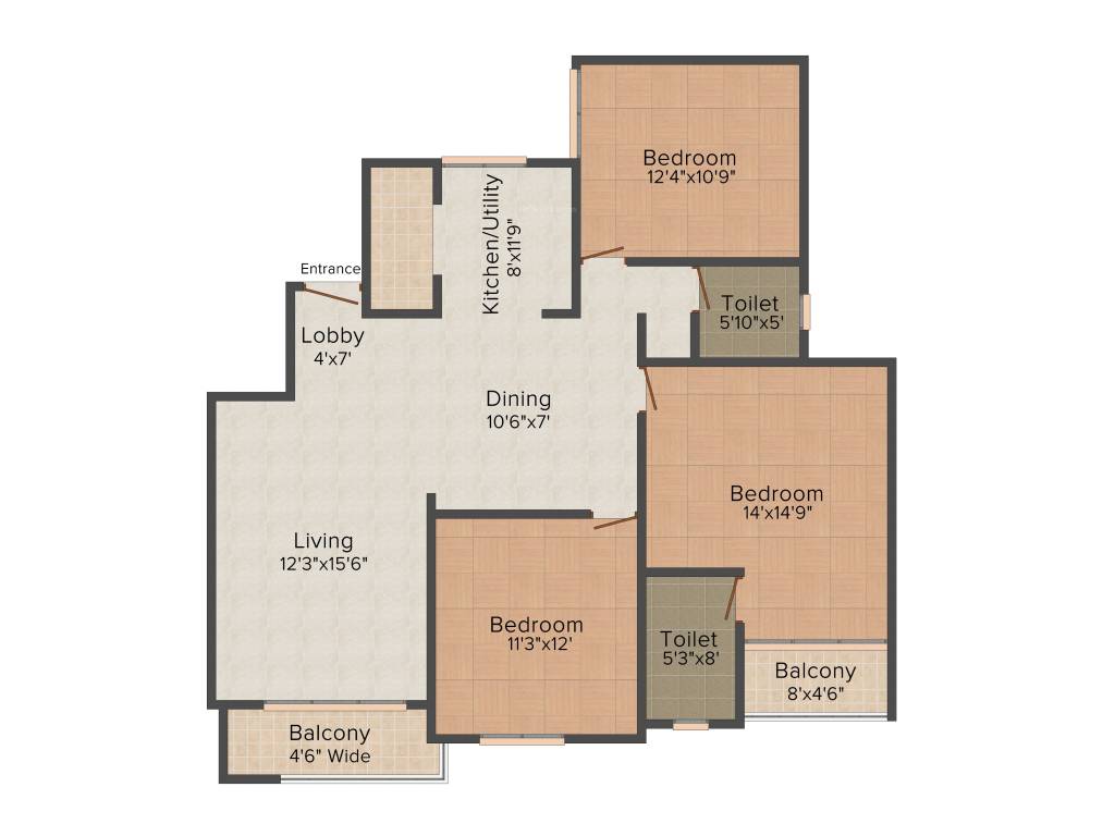 Sumukha Maple Grove (3BHK+2T (1,482 sq ft) 1482 sq ft)