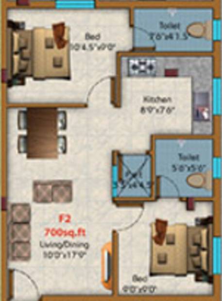 KE Shakthi Enclave (2BHK+2T (700 sq ft) 700 sq ft)