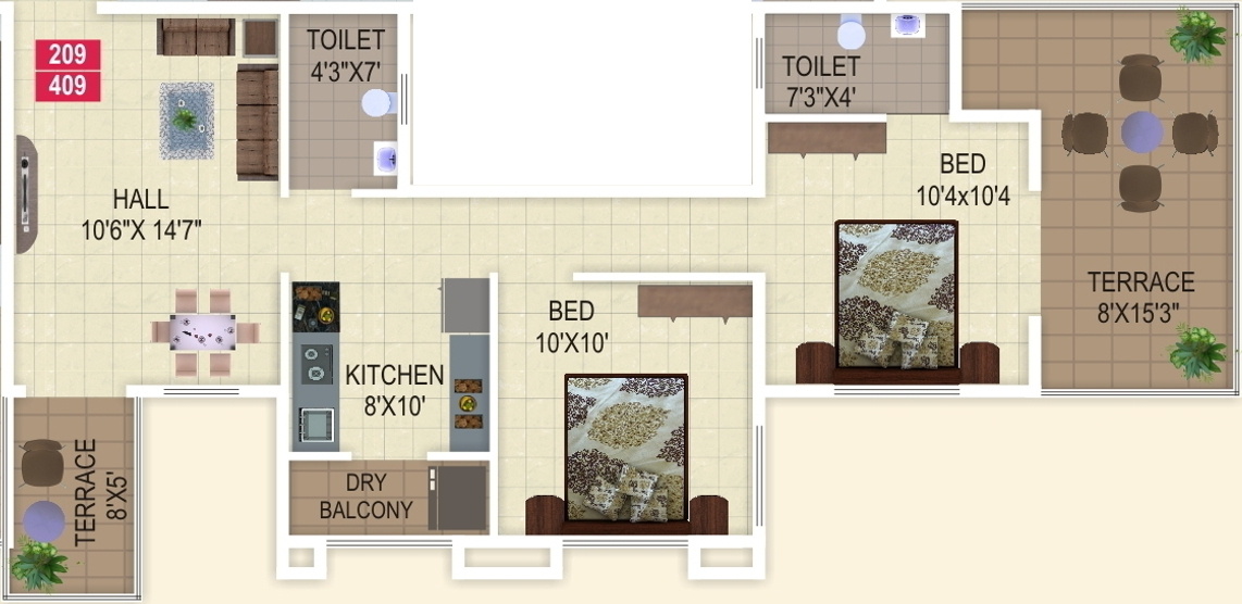 Sunrise Fortune (2BHK+2T (980 sq ft) 980 sq ft) Sunrise Fortune (2BHK+2T (980 sq ft) 980 sq ft)