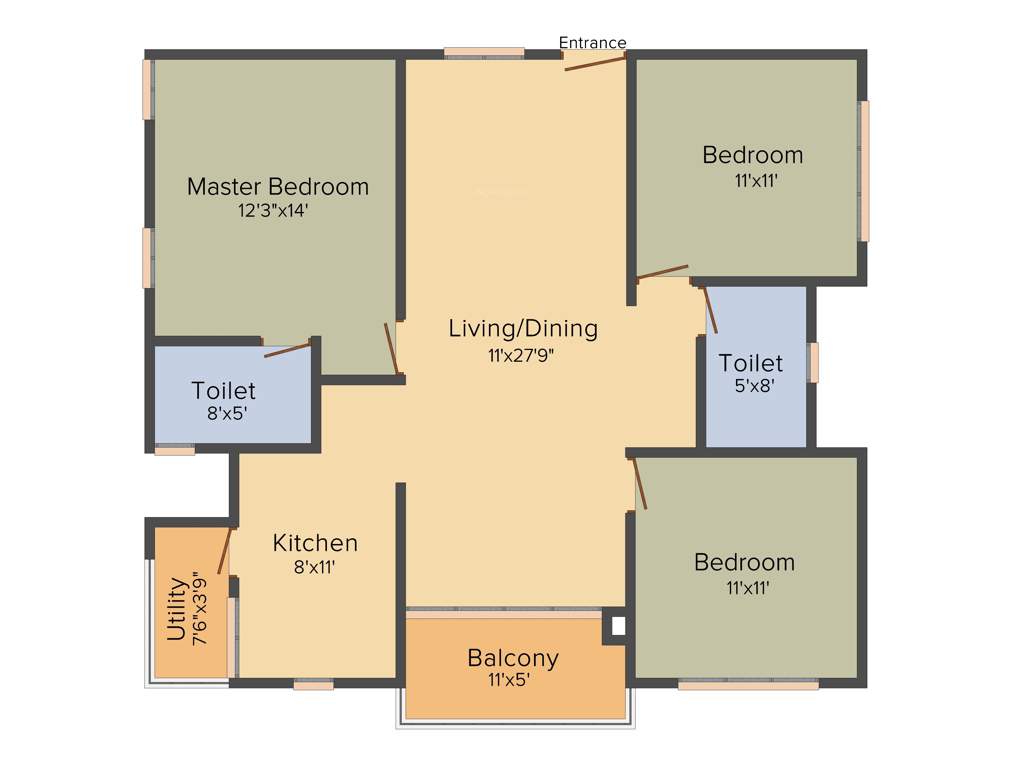 Cybercity Marina Skies (2BHK+2T (1,450 sq ft) + Study Room 1450 sq ft)