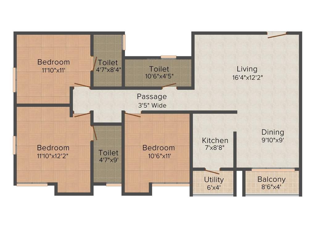 Space Kshitij (3BHK+3T (1,509 sq ft) 1509 sq ft)