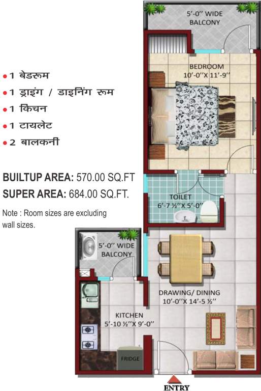 Reputed Builder Diya Green City (1BHK+1T (684 sq ft) 684 sq ft)