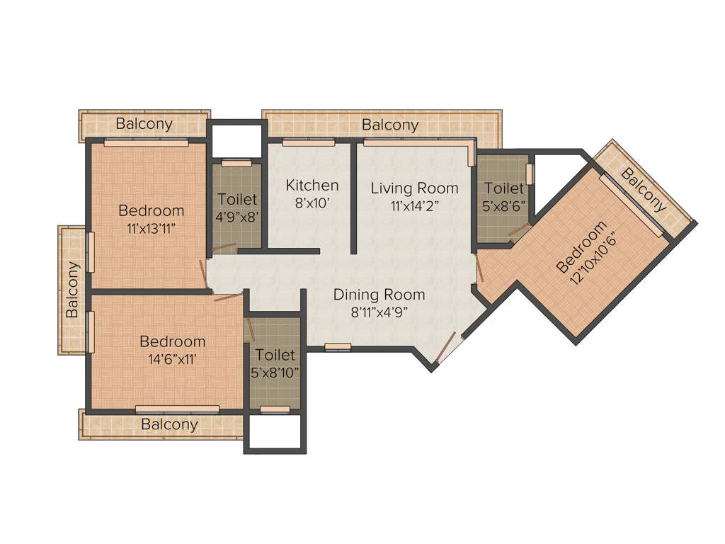 Harshail Harshail Horizon (3BHK+3T (1,020 sq ft) 1020 sq ft)