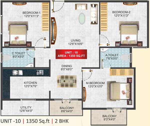 VSM Gangothri SLV Meadows (3BHK+2T (1,350 sq ft) 1350 sq ft)