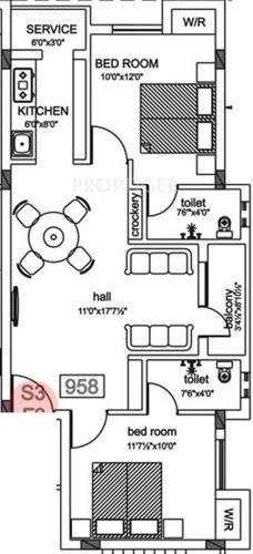 AGP Swahatham (2BHK+2T (958 sq ft) 958 sq ft)