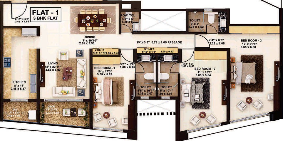 Rustomjee Oriana (3BHK+2T (1,816 sq ft) 1816 sq ft)