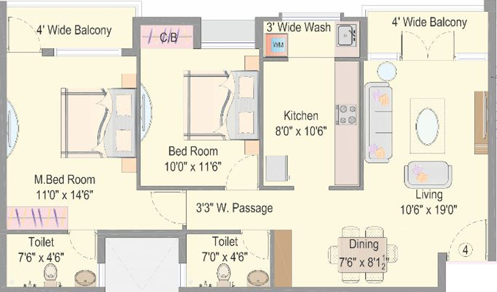Dugar Sky Dugar (2BHK+2T (1,203 sq ft) 1203 sq ft)