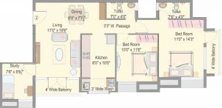 Dugar Sky Dugar (2BHK+2T (1,278 sq ft)   Study Room 1278 sq ft) Dugar Sky Dugar (2BHK+2T (1,278 sq ft)   Study Room 1278 sq ft)