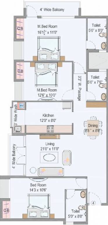 Dugar Sky Dugar (3BHK+3T (1,755 sq ft) 1755 sq ft)