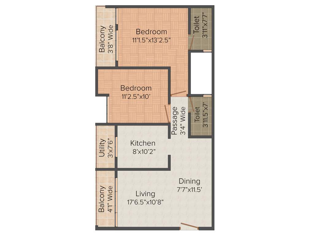 Dugar Sky Dugar (2BHK+2T (1,134 sq ft) 1134 sq ft)