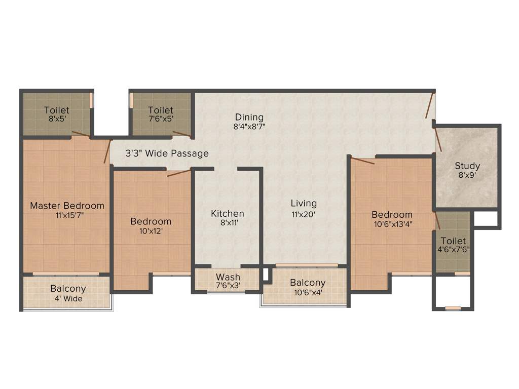 Dugar Sky Dugar (3BHK+3T (1,802 sq ft) + Study Room 1802 sq ft)