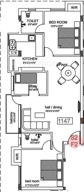 AGP Swahatham (2BHK+2T (1,147 sq ft) Study Room 1147 sq ft) AGP Swahatham (2BHK+2T (1,147 sq ft) Study Room 1147 sq ft)